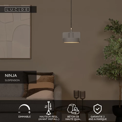 Lucide NINJA - Suspension - Ø 20 cm - 1xE27 - Gris - USP